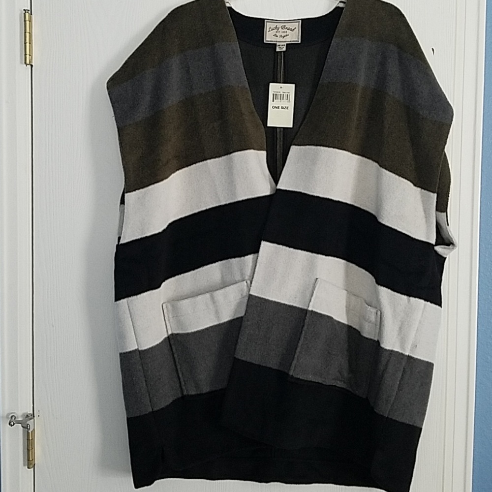 Lucky Brand Striped Blanket Vest NWT